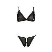 B046 - Bra Set Bralette Hitam Transparan Celana Dalam
