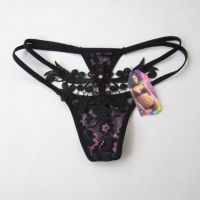 GS111 - Celana Dalam G-String Wanita Hitam Bunga