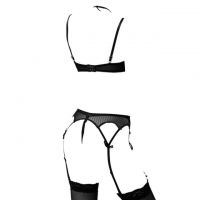 B171 - Bra Set Underwire Kawat Hitam Celana Dalam Crotchless Garter Belt Stocking - 2