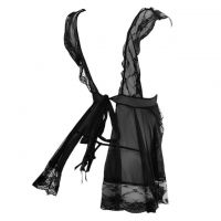L0753 - Lingerie Costume Cosplay Maid Waitress Pelayan Hitam Transparan - 2
