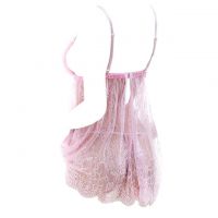 L0806 - Baju Tidur Lingerie Mini Dress Nightgown Gaun Pendek Pink Transparan - 2
