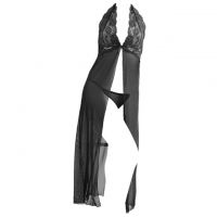 L0225 - Baju Tidur Lingerie Long Gown Gaun Panjang Maxi Dress Halter Hitam Transparan