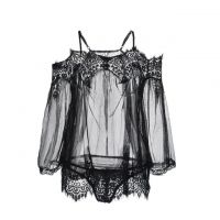 L0999 - Baju Tidur Lingerie Jumbo Big Size Babydoll Mini Dress Hitam Transparan Lengan Panjang Pengait Tunggal