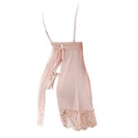 L1200 - Baju Tidur Lingerie Babydoll Mini Dress Krem Transparan Tali Pita Ikat Belakang - 2