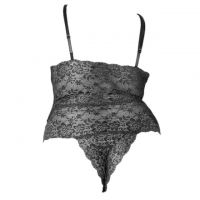L1217 - Baju Tidur Lingerie Jumbo Big Size Teddy Bodysuit Hitam Transparan Benang Emas - 2