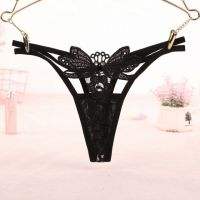 GS292 - Celana Dalam G-String Wanita Kupu-Kupu Bunga Hitam Transparan Tali 2
