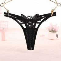 GS292 - Celana Dalam G-String Wanita Kupu-Kupu Bunga Hitam Transparan Tali 2 - 2