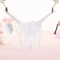 GS304 - Celana Dalam G-String Mutiara T-Back Rumbai Putih