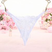 GS310 - Celana Dalam G-String Wanita Putih Transparan Rumbai - 2