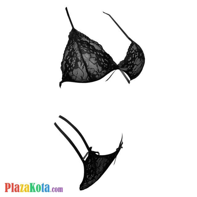 B367 - Bra Set Bralette Halter Hitam Celana Dalam Panties Thong