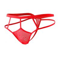 GP075 - Celana Dalam G-String Pria Merah Transparan Tali 2