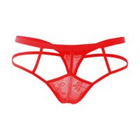 GP075 - Celana Dalam G-String Pria Merah Transparan Tali 2 - 2