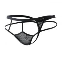 GP076 - Celana Dalam G-String Pria Hitam Transparan Tali 2