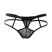 GP076 - Celana Dalam G-String Pria Hitam Transparan Tali 2 - 2