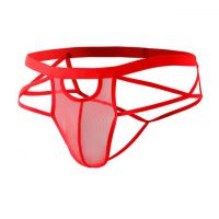 GP079 - Celana Dalam G-String Pria Merah Transparan Tali 2