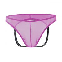 GP082 - Celana Dalam G-String Pria Ungu Transparan Terbuka Belakang - 2