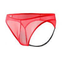 GP083 - Celana Dalam G-String Pria Merah Transparan Terbuka Belakang