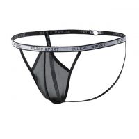 GP089 - Celana Dalam G-String Pria Hitam Transparan Terbuka Belakang