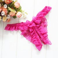 GS393 - Celana Dalam G-String Wanita Crotchless Magenta Karet Renda - 2