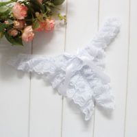 GS394 - Celana Dalam G-String Wanita Crotchless Putih Karet Renda