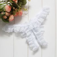 GS394 - Celana Dalam G-String Wanita Crotchless Putih Karet Renda - 2