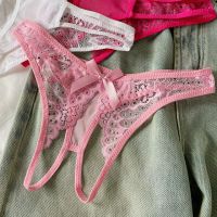 P672 - Celana Dalam Panties Thong Crotchless Ungu Pita Belakang - 2