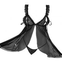 L1328 - Baju Tidur Lingerie Babydoll Mini Dress Hitam Transparan Open Cup Belah Depan
