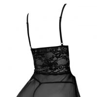 L1331 - Baju Tidur Lingerie Babydoll Mini Dress Hitam Transparan Belah Depan - 2