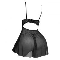 L1332 - Baju Tidur Lingerie Babydoll Mini Dress Hitam Transparan - 2