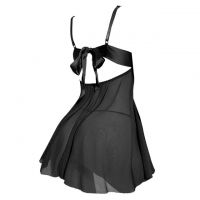 L1333 - Baju Tidur Lingerie Babydoll Mini Dress Hitam Transparan - 2