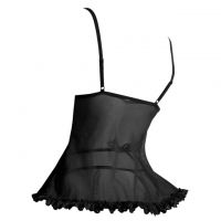 L1334 - Baju Tidur Lingerie Babydoll Mini Dress Hitam Transparan Open Cup Belah Depan Crotchless - 2